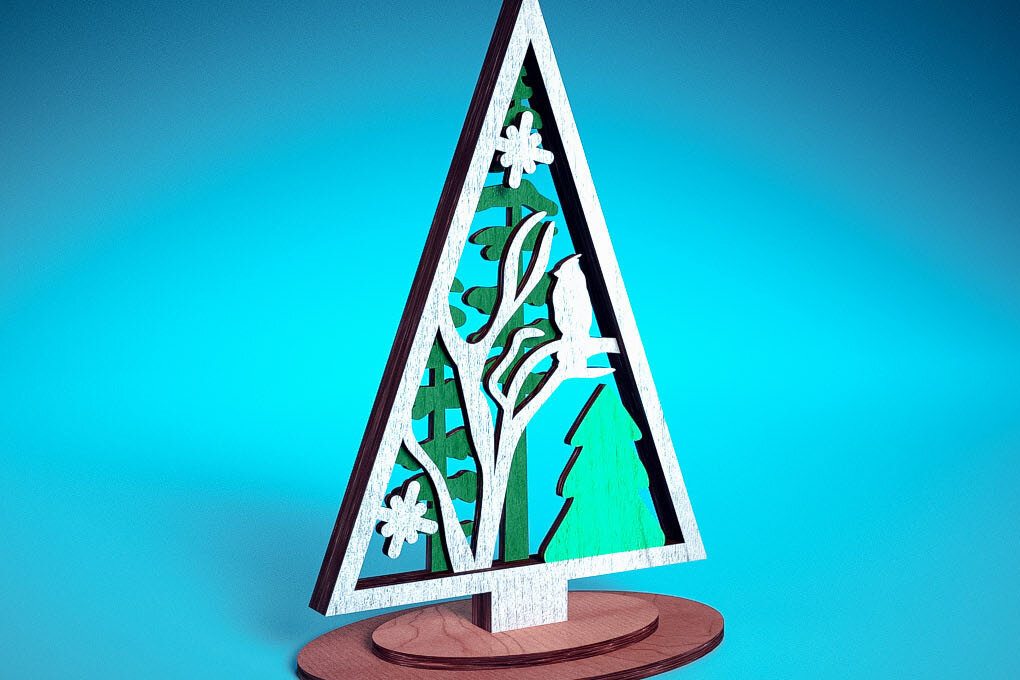 Intra απο ξύλο plywood 3mm-4mm πάχος - Χριστουγεννιάτικο Δέντρο Κοπή Laser  | Χριστούγεννα Δίασταση 15x15 cm INTRAFABR-72023537