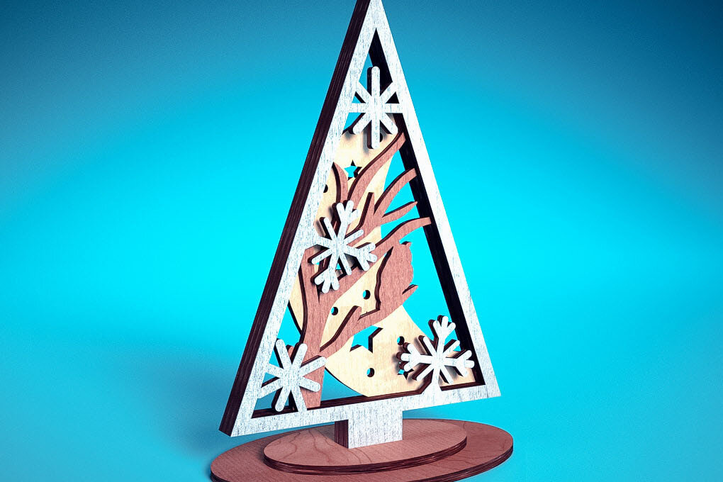 Intra απο ξύλο plywood 3mm-4mm πάχος - Χριστουγεννιάτικο Δέντρο Κοπή Laser  | Χριστούγεννα Δίασταση 15x15 cm INTRAFABR-72023385