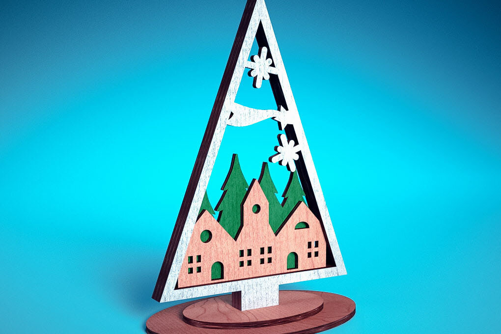 Intra απο ξύλο plywood 3mm-4mm πάχος - Χριστουγεννιάτικο Δέντρο Κοπή Laser  | Χριστούγεννα Δίασταση 15x15 cm INTRAFABR-72023406