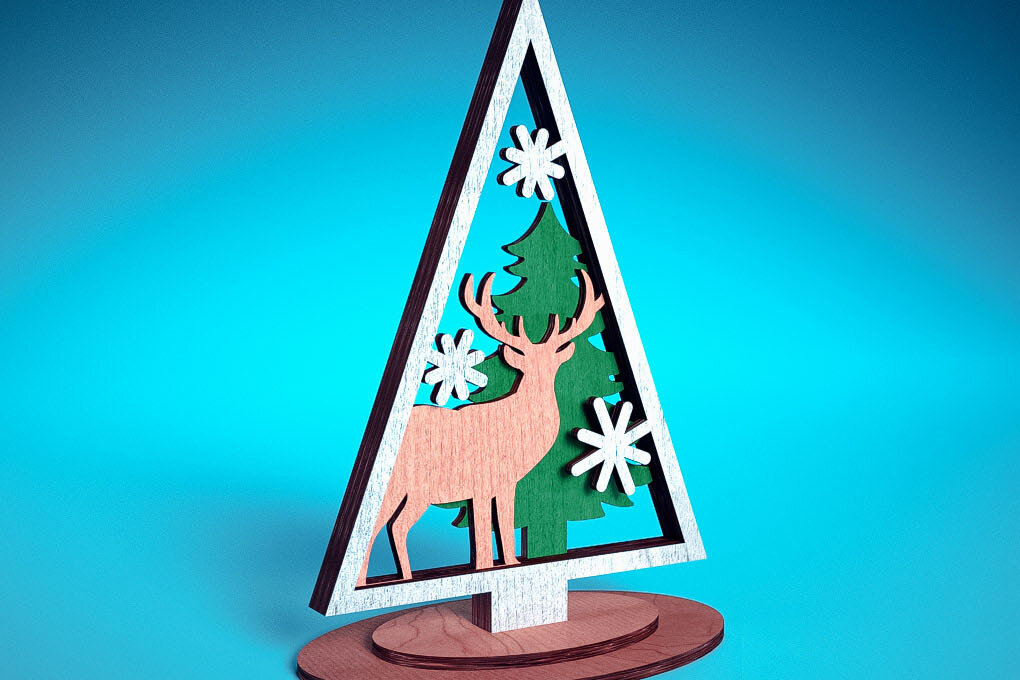 Intra απο ξύλο plywood 3mm-4mm πάχος - Χριστουγεννιάτικο Δέντρο Κοπή Laser  | Χριστούγεννα Δίασταση 15x15 cm INTRAFABR-72023493