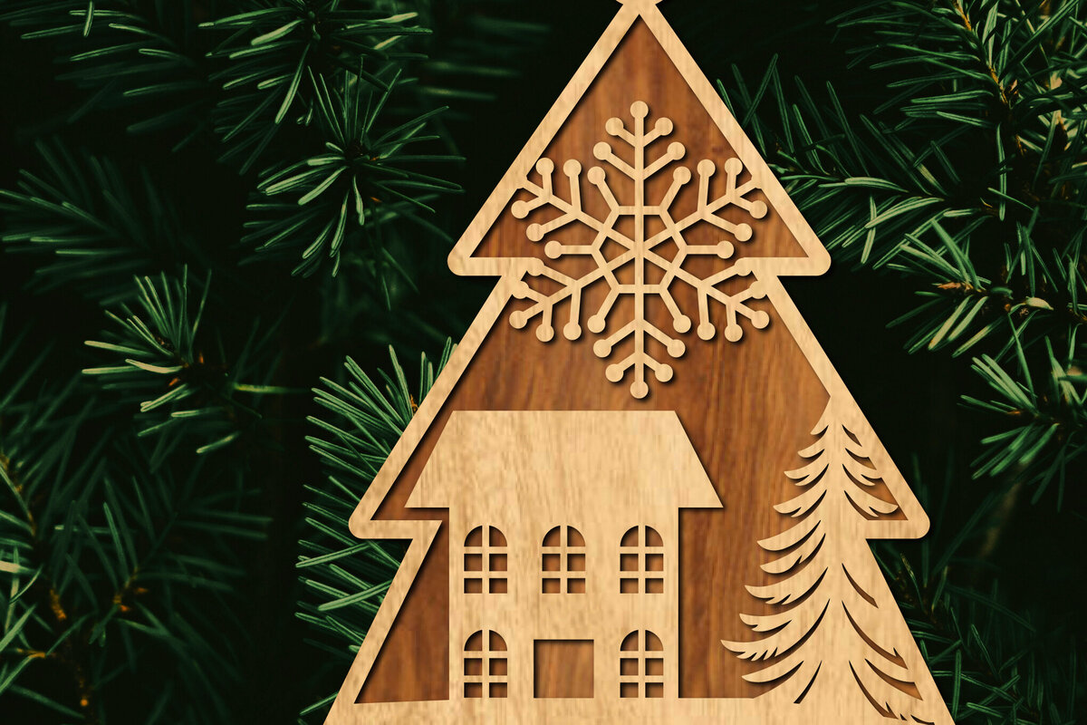 Intra απο ξύλο plywood 3mm-4mm πάχος - Κόψιμο με λέιζερ στολίδι Χριστουγεννιάτικου Δέντρου Δίασταση 6x6 cm INTRAFABR-105926075