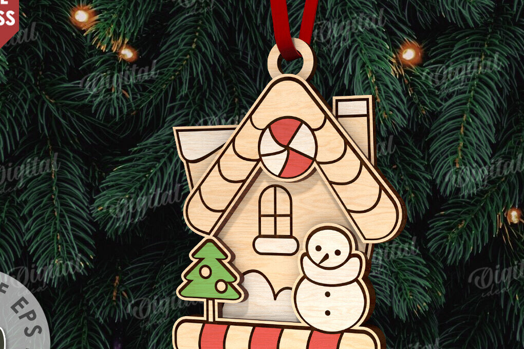 Intra απο ξύλο plywood 3mm-4mm πάχος - Κόψιμο με λέιζερ στολίδι Χριστουγεννιάτικου Δέντρου Δίασταση 6x6 cm INTRAFABR-110832289