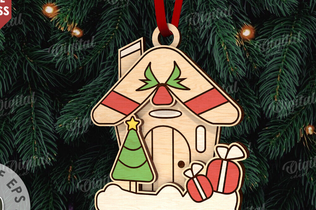 Intra απο ξύλο plywood 3mm-4mm πάχος - Κόψιμο με λέιζερ στολίδι Χριστουγεννιάτικου Δέντρου Δίασταση 6x6 cm INTRAFABR-110832667