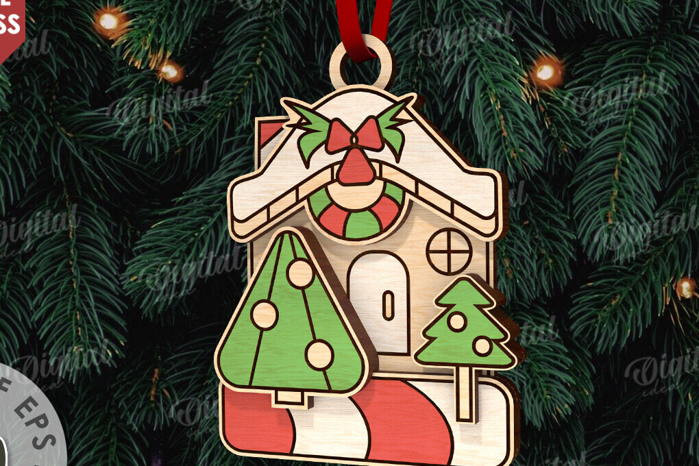 Intra απο ξύλο plywood 3mm-4mm πάχος - Κόψιμο με λέιζερ στολίδι Χριστουγεννιάτικου Δέντρου Δίασταση 6x6 cm INTRAFABR-110833558