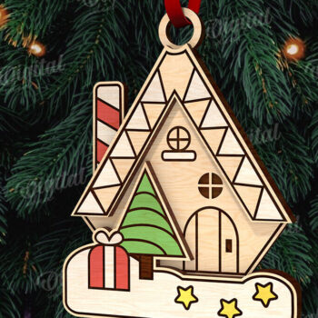 Intra απο ξύλο plywood 3mm-4mm πάχος - Κόψιμο με λέιζερ στολίδι Χριστουγεννιάτικου Δέντρου Δίασταση 6x6 cm INTRAFABR-110833988 - Image 1