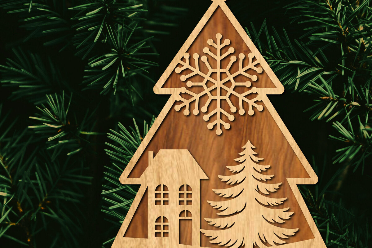 Intra απο ξύλο plywood 3mm-4mm πάχος - Κόψιμο με λέιζερ στολίδι Χριστουγεννιάτικου Δέντρου Δίασταση 6x6 cm INTRAFABR-105926189