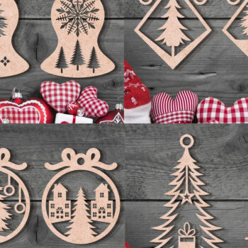 Intra απο ξύλο plywood 3mm-4mm πάχος - Δέσμη κοπής με λέιζερ στολίδι Χριστουγεννιάτικου Δέντρου Δίασταση 6x6 cm INTRAFABR-103024094 - Image 1