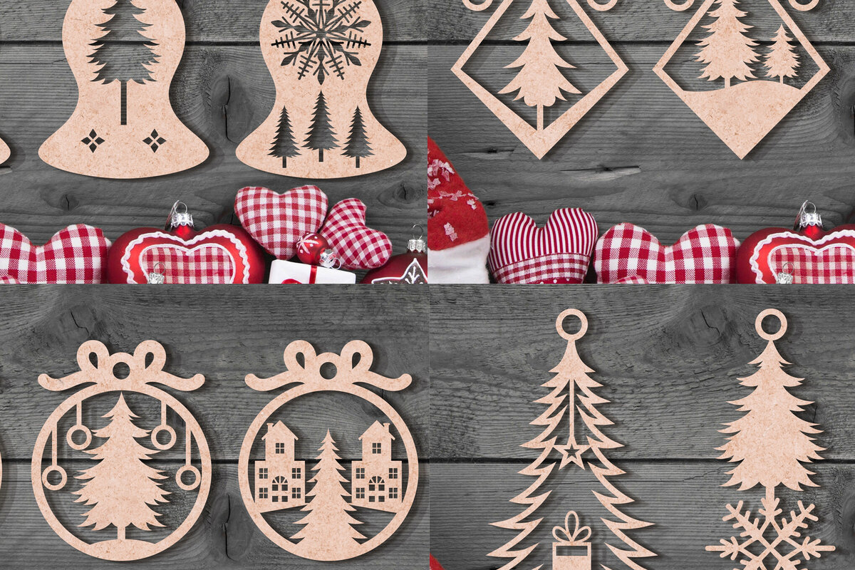 Intra απο ξύλο plywood 3mm-4mm πάχος - Δέσμη κοπής με λέιζερ στολίδι Χριστουγεννιάτικου Δέντρου Δίασταση 6x6 cm INTRAFABR-103024094