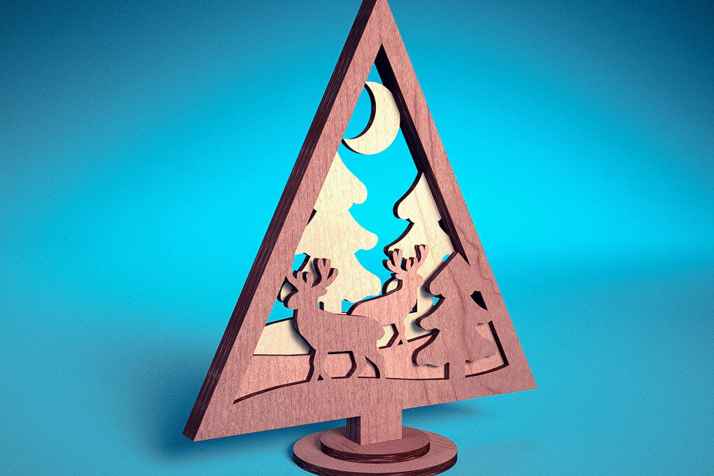 Intra απο ξύλο plywood 3mm-4mm πάχος - Στολίδι χριστουγεννιάτικου δέντρου με λέιζερ  | Δίασταση 6x6 cm INTRAFABR-72091860