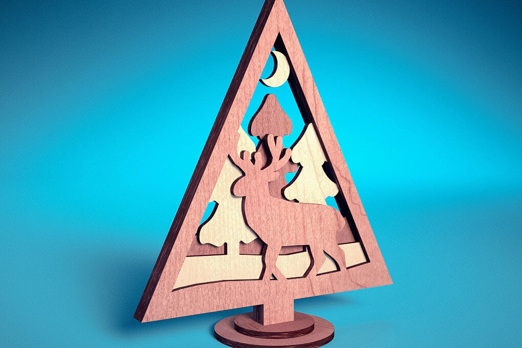 Intra απο ξύλο plywood 3mm-4mm πάχος - Στολίδι χριστουγεννιάτικου δέντρου με λέιζερ  | Δίασταση 6x6 cm INTRAFABR-72091911