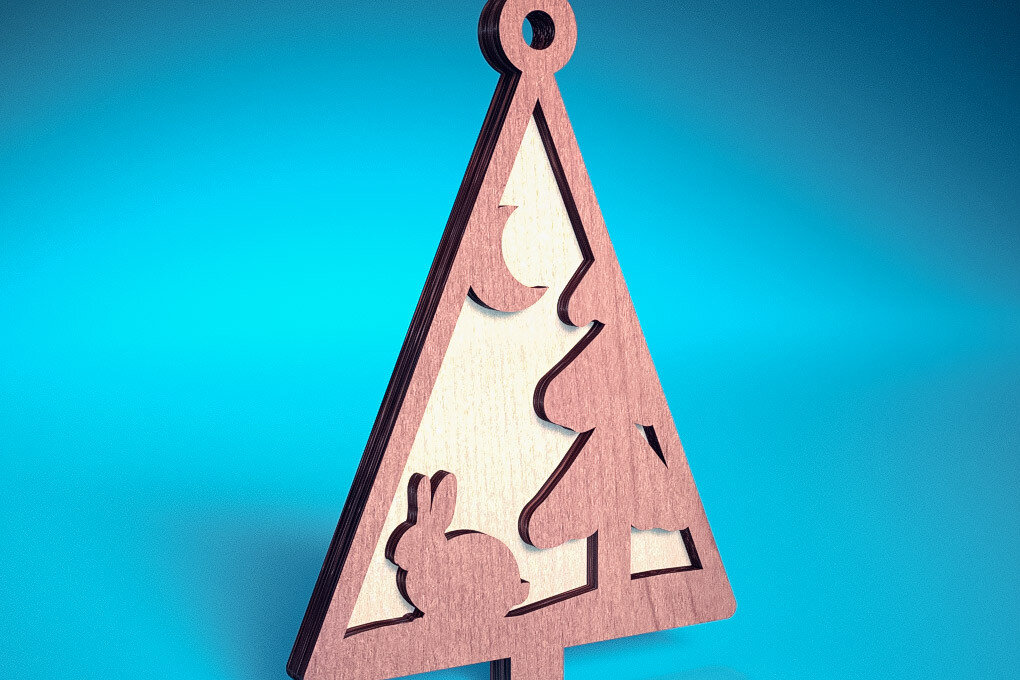 Intra απο ξύλο plywood 3mm-4mm πάχος - Στολίδι χριστουγεννιάτικου δέντρου με λέιζερ  | Δίασταση 6x6 cm INTRAFABR-72568926