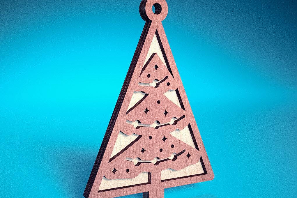 Intra απο ξύλο plywood 3mm-4mm πάχος - Στολίδι χριστουγεννιάτικου δέντρου με λέιζερ  | Δίασταση 6x6 cm INTRAFABR-72568947