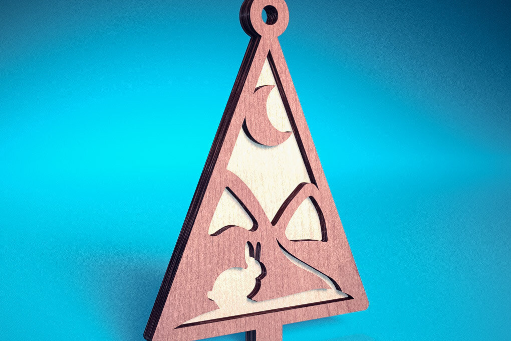 Intra απο ξύλο plywood 3mm-4mm πάχος - Στολίδι χριστουγεννιάτικου δέντρου με λέιζερ  | Δίασταση 6x6 cm INTRAFABR-72568975