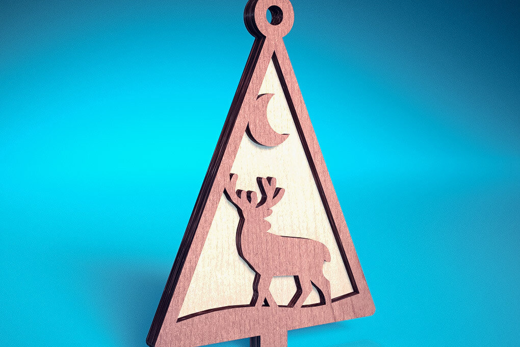 Intra απο ξύλο plywood 3mm-4mm πάχος - Στολίδι χριστουγεννιάτικου δέντρου με λέιζερ  | Δίασταση 6x6 cm INTRAFABR-72569140