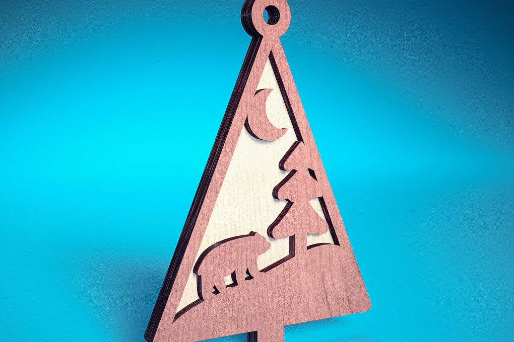 Intra απο ξύλο plywood 3mm-4mm πάχος - Στολίδι χριστουγεννιάτικου δέντρου με λέιζερ  | Δίασταση 6x6 cm INTRAFABR-72569169