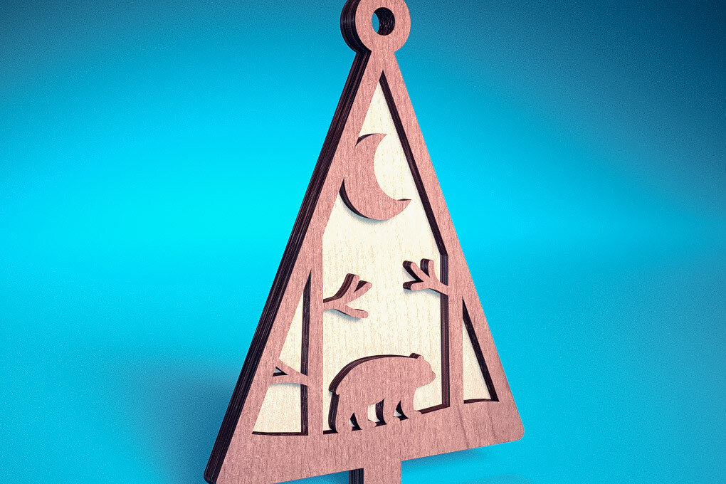 Intra απο ξύλο plywood 3mm-4mm πάχος - Στολίδι χριστουγεννιάτικου δέντρου με λέιζερ  | Δίασταση 6x6 cm INTRAFABR-72569199