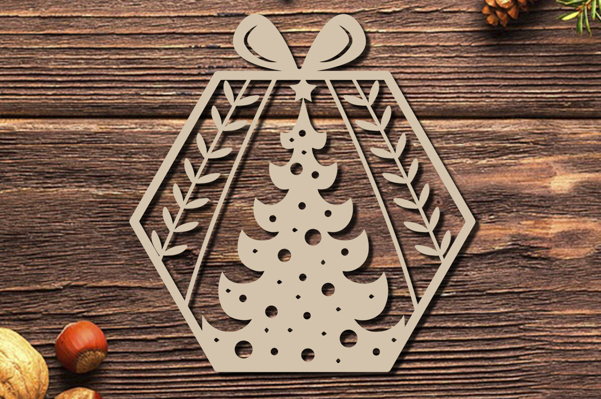 Intra απο ξύλο plywood 3mm-4mm πάχος - Στολίδι Χριστουγεννιάτικου Δέντρου με Laser Cut  Δίασταση 20x25 cm INTRAFABR-86463326