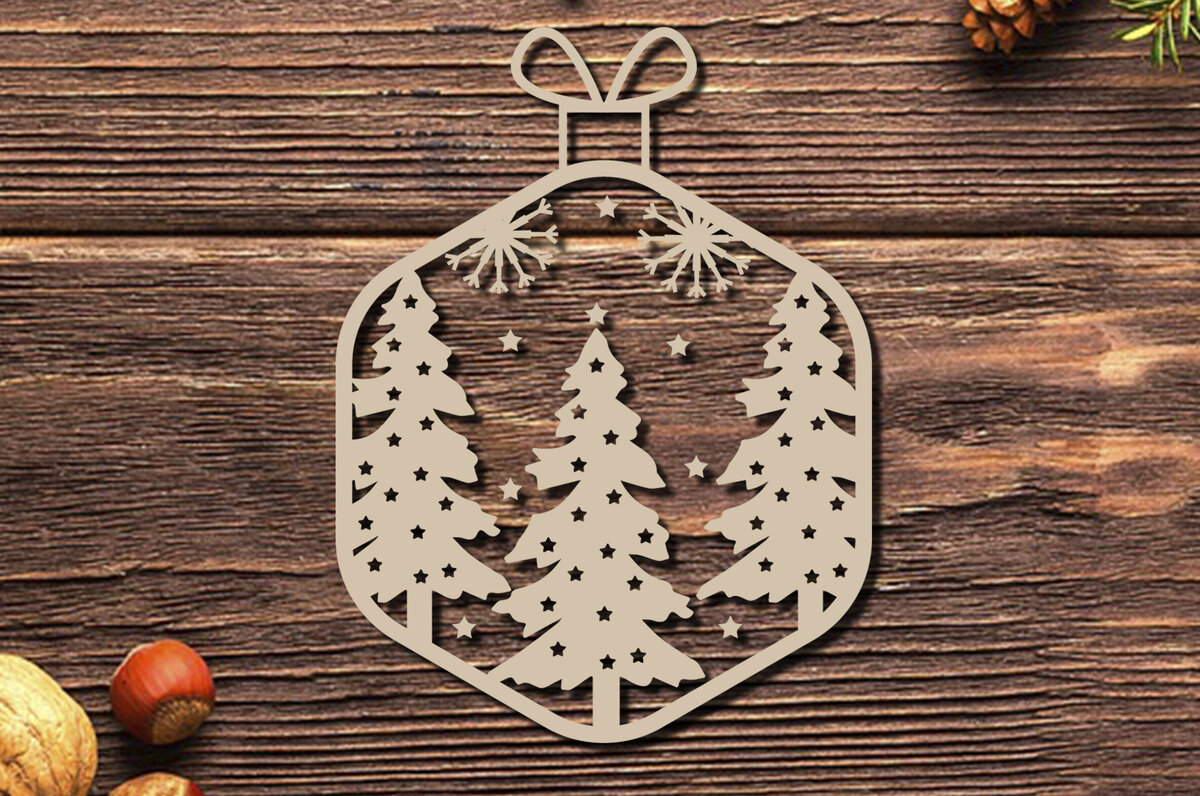 Intra απο ξύλο plywood 3mm-4mm πάχος - Στολίδι Χριστουγεννιάτικου Δέντρου με Laser Cut  Δίασταση 20x25 cm INTRAFABR-86463339