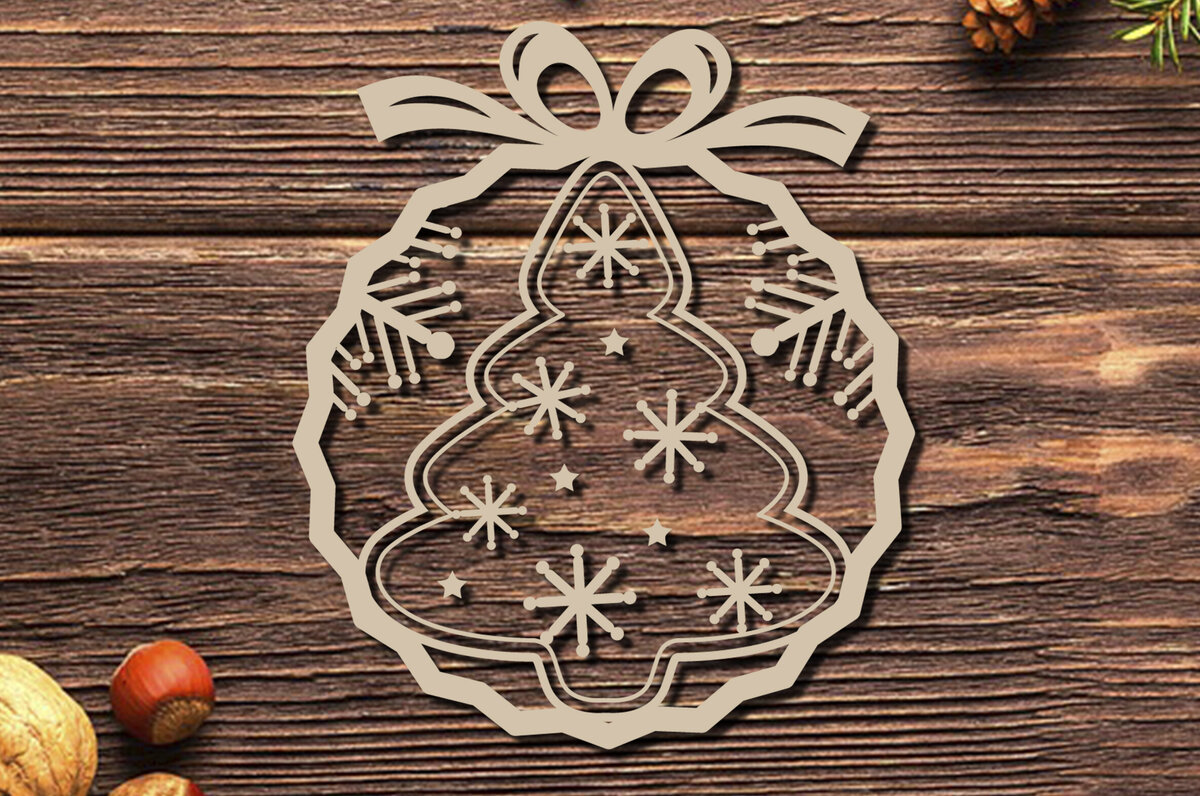 Intra απο ξύλο plywood 3mm-4mm πάχος - Στολίδι Χριστουγεννιάτικου Δέντρου με Laser Cut  Δίασταση 20x25 cm INTRAFABR-86463353