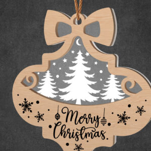 Intra απο ξύλο plywood 3mm-4mm πάχος - Στολίδι Χριστουγεννιάτικου Δέντρου με Φιόγκο Δίασταση 6x6 cm INTRAFABR-108957605