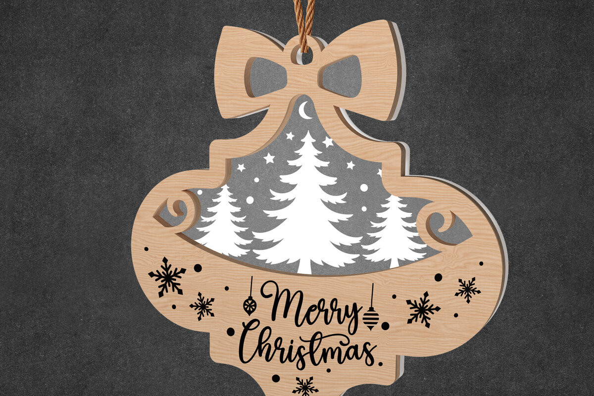 Intra απο ξύλο plywood 3mm-4mm πάχος - Στολίδι Χριστουγεννιάτικου Δέντρου με Φιόγκο Δίασταση 6x6 cm INTRAFABR-108957605