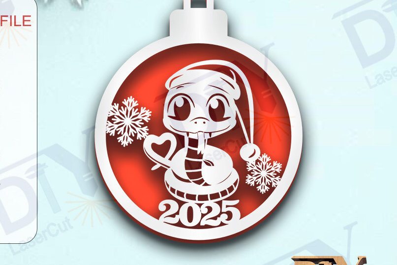 Intra απο ξύλο plywood 3mm-4mm πάχος - Στολίδι Χριστουγεννιάτικου Δέντρου με Φίδι Δίασταση 20x25 cm INTRAFABR-109267552