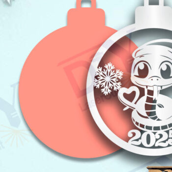 Intra απο ξύλο plywood 3mm-4mm πάχος - Στολίδι Χριστουγεννιάτικου Δέντρου με Φίδι Δίασταση 20x25 cm INTRAFABR-109267552 - Image 2