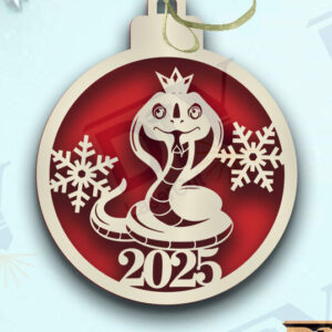 Intra απο ξύλο plywood 3mm-4mm πάχος - Στολίδι Χριστουγεννιάτικου Δέντρου με Φίδι Δίασταση 20x25 cm INTRAFABR-109267479