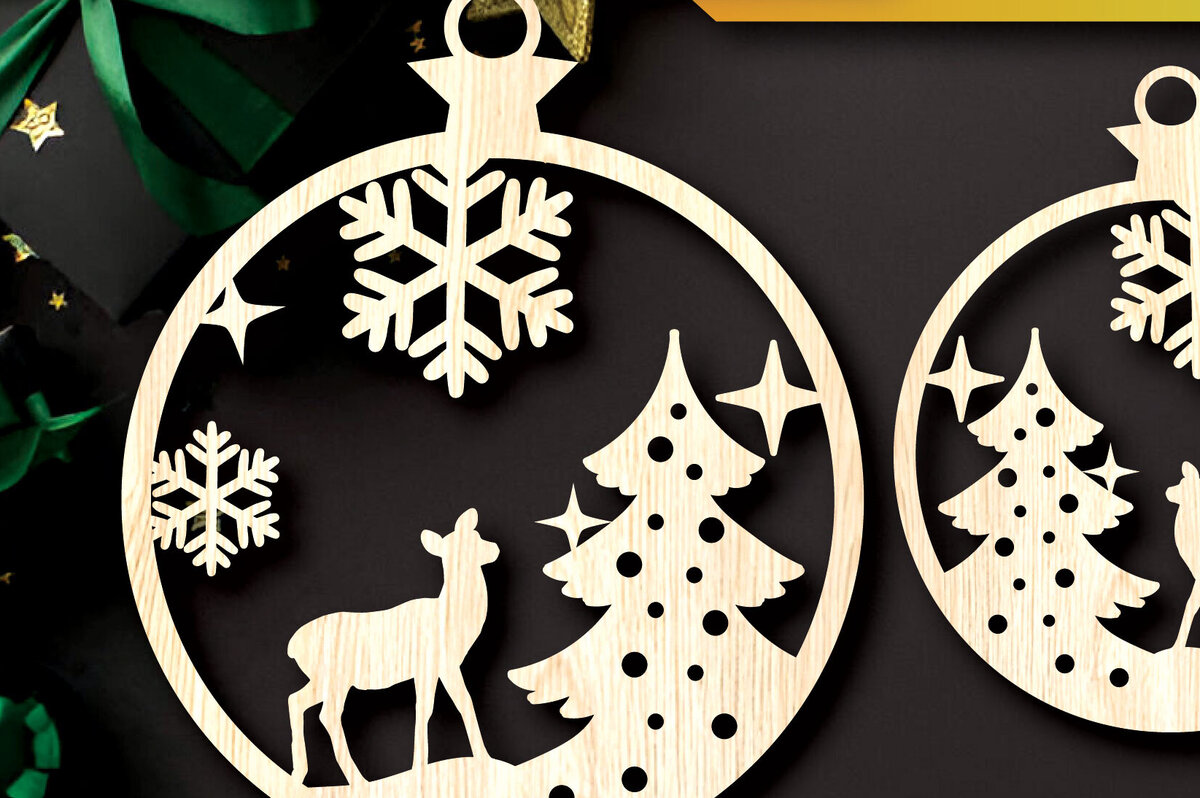 Intra απο ξύλο plywood 3mm-4mm πάχος - Στολίδια χριστουγεννιάτικων δέντρων με λέιζερ  Δίασταση 6x6 cm INTRAFABR-104934329