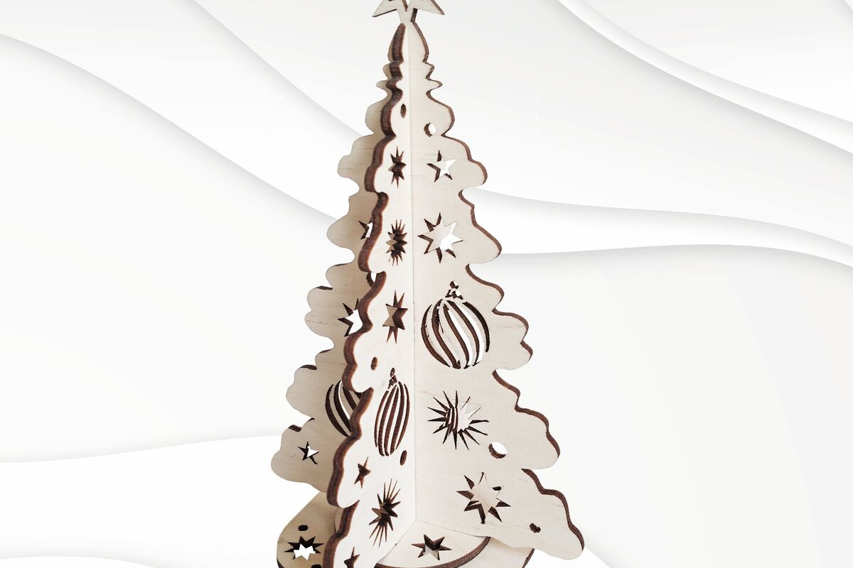 Intra απο ξύλο plywood 3mm-4mm πάχος - Μοτίβο χριστουγεννιάτικου δέντρου, έτοιμο  λέιζερ Δίασταση 169x107 cm INTRAFABR-75832984