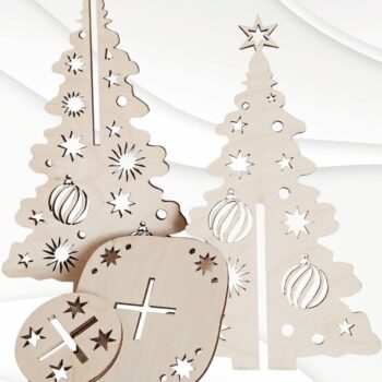 Intra απο ξύλο plywood 3mm-4mm πάχος - Μοτίβο χριστουγεννιάτικου δέντρου, έτοιμο  λέιζερ Δίασταση 169x107 cm INTRAFABR-75832984 - Image 2