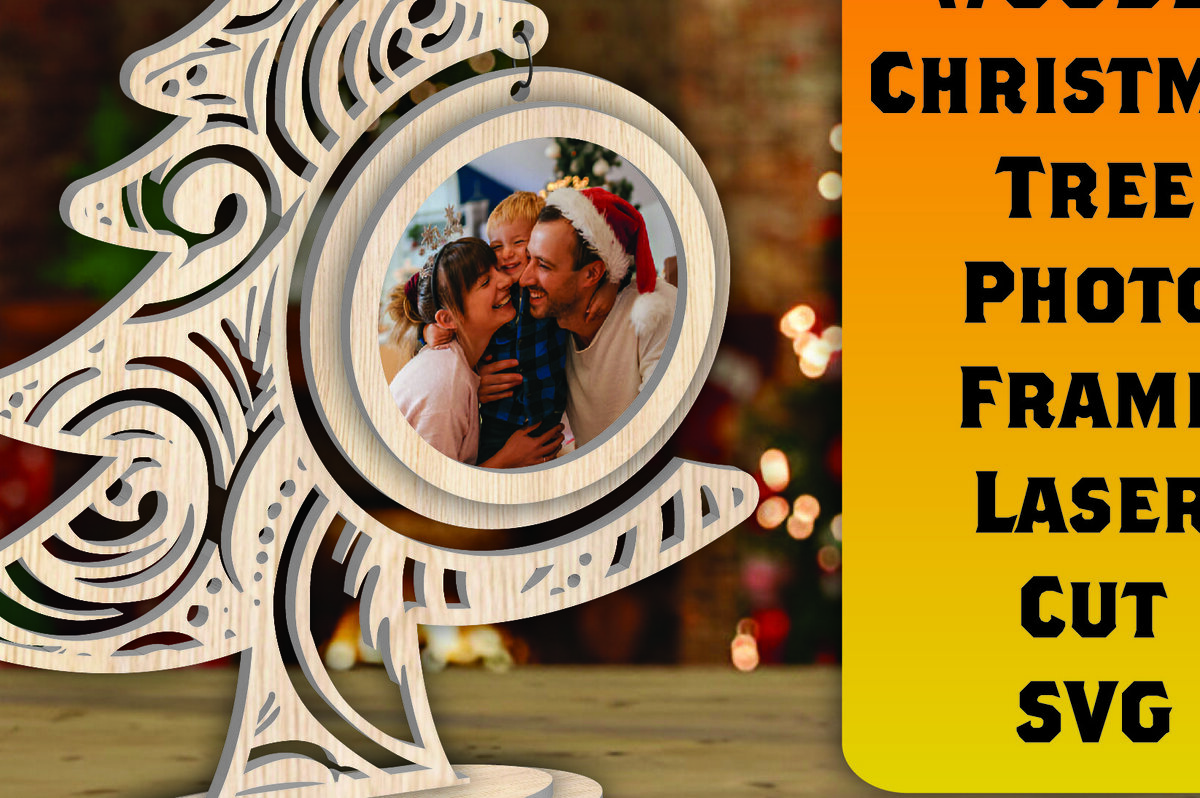 Intra απο ξύλο plywood 3mm-4mm πάχος - Χριστουγεννιάτικο δέντρο Κορνίζα φωτογραφιών με Laser Cut  Δίασταση 20x25 cm INTRAFABR-107370520