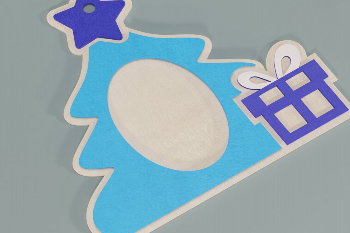 Intra απο ξύλο plywood 3mm-4mm πάχος - Χριστουγεννιάτικο δέντρο κορνίζα Δίασταση 20x25 cm INTRAFABR-113820012