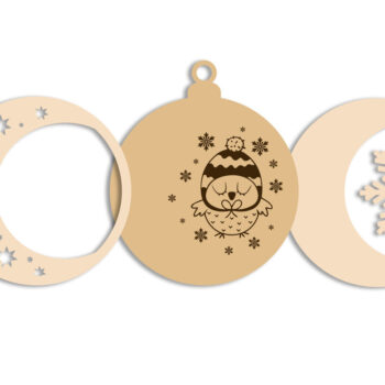 Intra απο ξύλο plywood 3mm-4mm πάχος - Σετ χριστουγεννιάτικο δέντρο στρογγυλά στολίδια Δίασταση 6x4 cm INTRAFABR-109336677 - Image 7