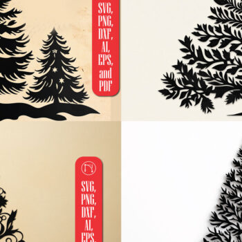 Intra απο ξύλο plywood 3mm-4mm πάχος - Πακέτο  Silhouette Χριστουγεννιάτικου Δέντρου Δίασταση 6x6 cm INTRAFABR-105380705 - Image 1