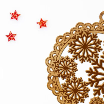 Intra απο ξύλο plywood 3mm-4mm πάχος - Στολίδια χριστουγεννιάτικων νιφάδων χιονιού Δίασταση 6x4 cm INTRAFABR-109532669 - Image 2