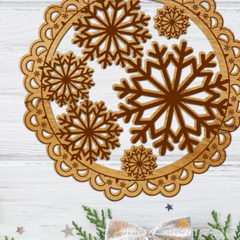 Intra απο ξύλο plywood 3mm-4mm πάχος - Στολίδια χριστουγεννιάτικων νιφάδων χιονιού Δίασταση 6x4 cm INTRAFABR-109532669 - Image 3