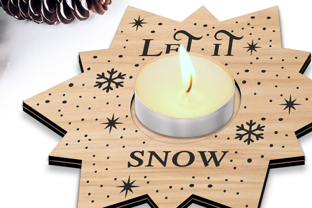 Intra απο ξύλο plywood 3mm-4mm πάχος - Χριστουγεννιάτικο Δέντρο Star Snowflake Κερί  Δίασταση 15x15 cm INTRAFABR-106947948