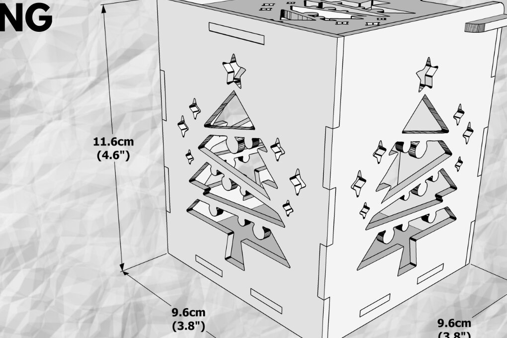 Intra απο ξύλο plywood 3mm-4mm πάχος - Χριστουγεννιάτικο Δέντρο Εξάχνωση Κουπών Laser Δίασταση 15x15 cm INTRAFABR-80016248