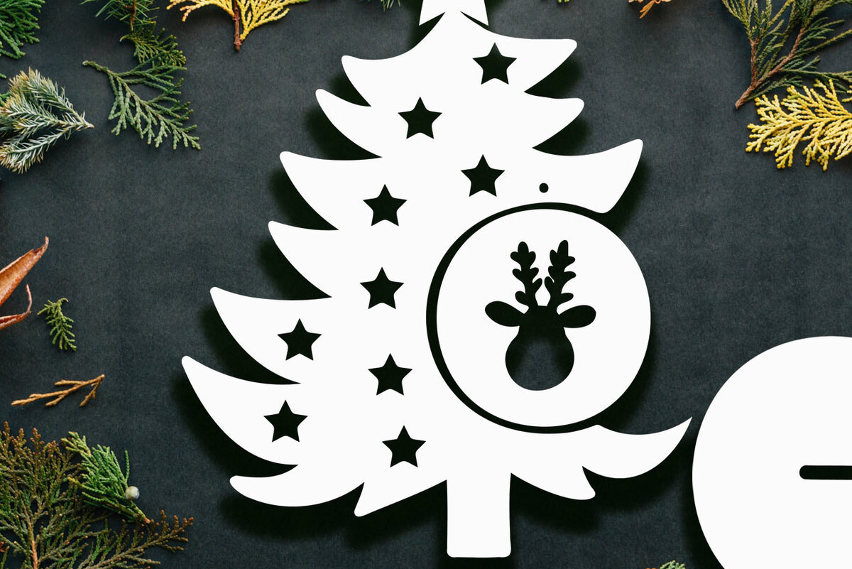 Intra απο ξύλο plywood 3mm-4mm πάχος -  Χριστουγεννιάτικου Δέντρου  Laser and Cricut Δίασταση 15x15 cm INTRAFABR-18553417