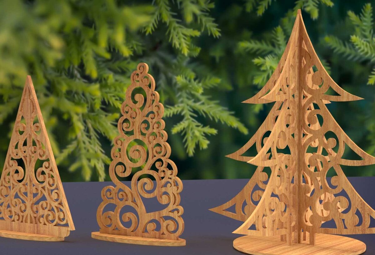 Intra απο ξύλο plywood 3mm-4mm πάχος -  Χριστουγεννιάτικο Δέντρο  Δίασταση 20x20 cm INTRAFABR-77881199