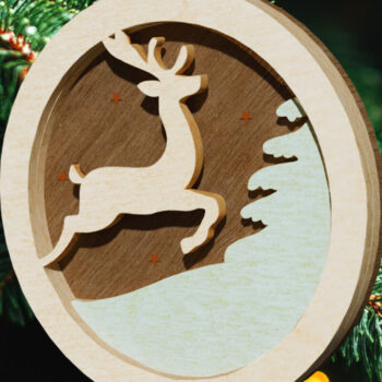 Intra απο ξύλο plywood 3mm-4mm πάχος - Παιχνίδι Χριστουγεννιάτικου Δέντρου με ελάφια Δίασταση 2x2 cm INTRAFABR-108350196 - Image 1