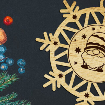 Intra απο ξύλο plywood 3mm-4mm πάχος - Παιχνίδι Χριστουγεννιάτικου Δέντρου με κομμένο  Gnome Δίασταση 4x4 cm INTRAFABR-108814460 - Image 2