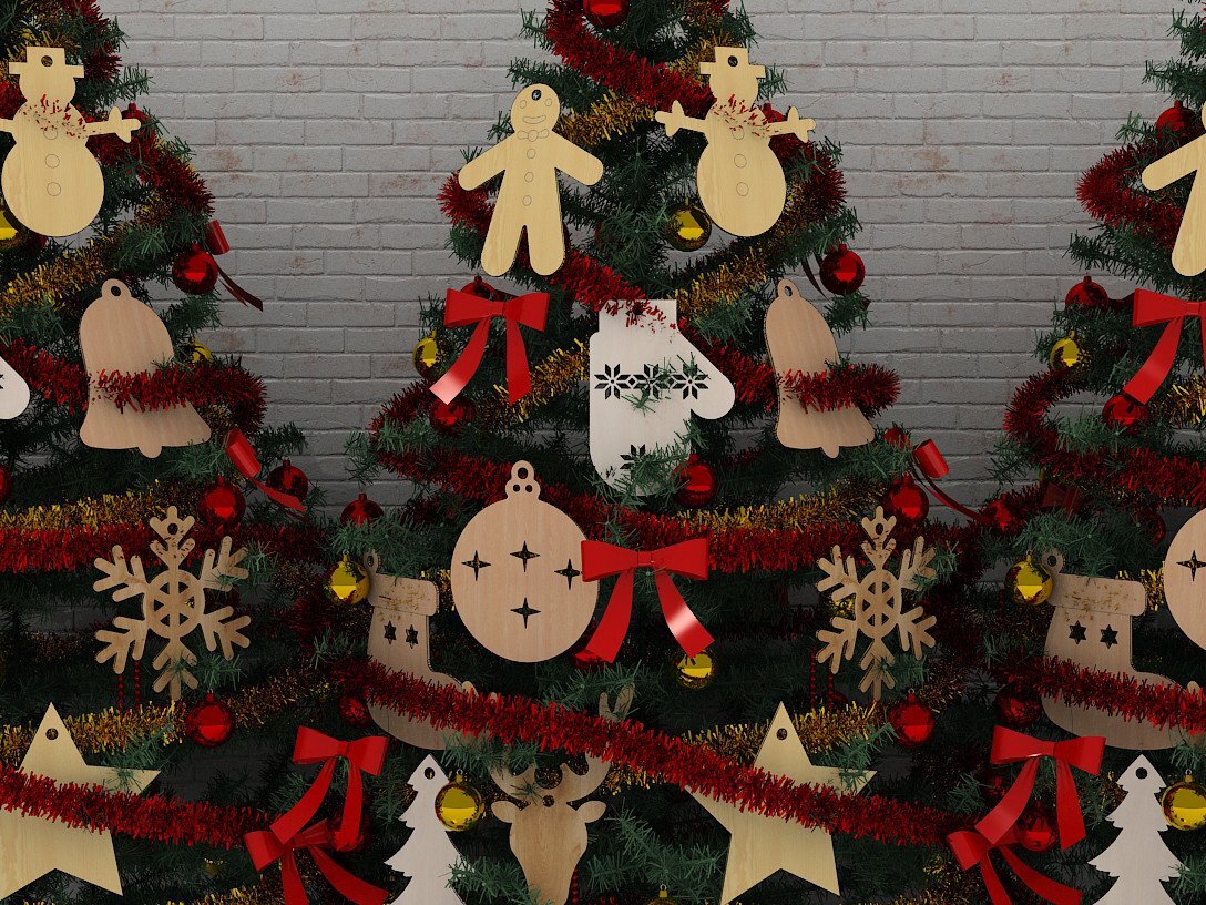 Intra απο ξύλο plywood 3mm-4mm πάχος - Παιχνίδια Χριστουγεννιάτικου Δέντρου και Διακοσμητικά Δέντρου Noel Δίασταση 30x20 cm INTRAFABR-39971437