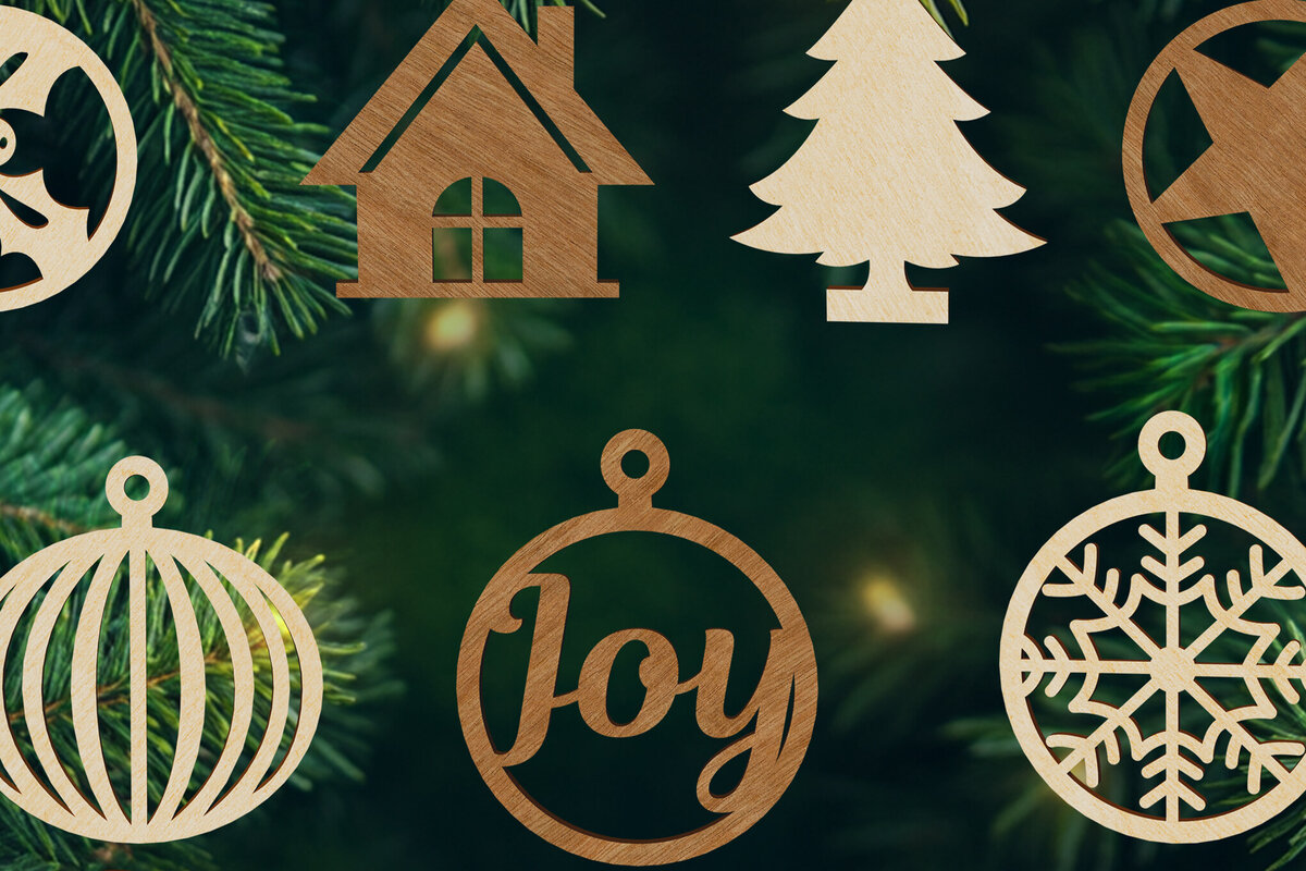 Intra απο ξύλο plywood 3mm-4mm πάχος - Διακοσμητικό Πακέτο με παιχνίδια Χριστουγεννιάτικο Δέντρο Δίασταση 6x7 cm INTRAFABR-108123654