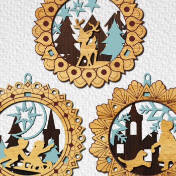 Intra απο ξύλο plywood 3mm-4mm πάχος - Χριστουγεννιάτικο Δέντρο Παιχνίδια Σετ Στολίδι Δίασταση 3x3 cm INTRAFABR-109583911 - Image 5