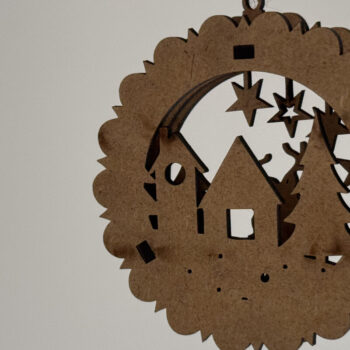 Intra απο ξύλο plywood 3mm-4mm πάχος - Χριστουγεννιάτικο Δέντρο Παιχνίδια Σετ Στολίδι Δίασταση 3x3 cm INTRAFABR-109583911 - Image 6