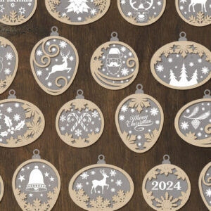 Intra απο ξύλο plywood 3mm-4mm πάχος - Χριστουγεννιάτικο Δέντρο Παιχνίδια Σετ στολίδια Δίασταση 4x4 cm INTRAFABR-109472399