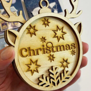 Intra απο ξύλο plywood 3mm-4mm πάχος - Χριστουγεννιάτικο Δέντρο Παιχνίδια Σετ στολίδια Δίασταση 4x4 cm INTRAFABR-109472399 - Image 3