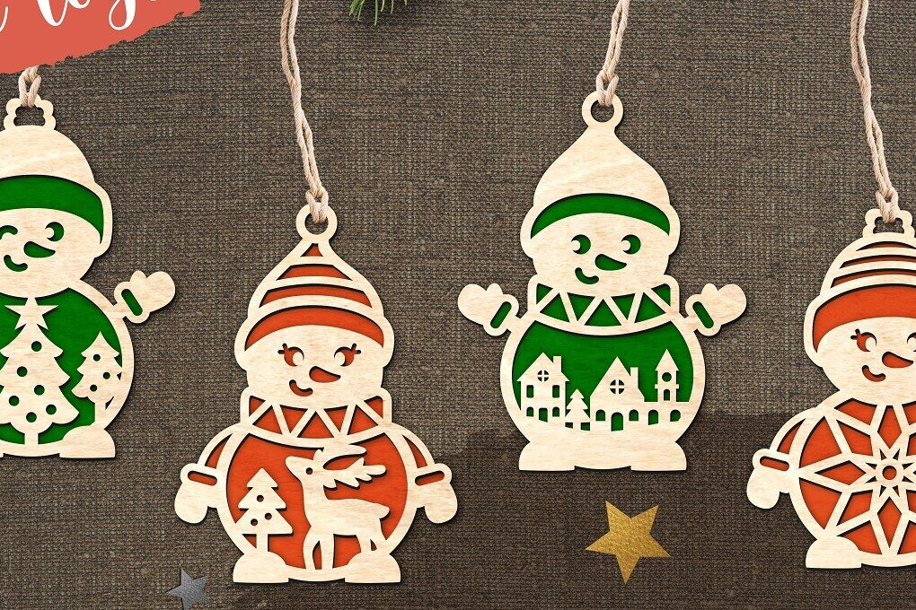 Intra απο ξύλο plywood 3mm-4mm πάχος - Χριστουγεννιάτικο Δέντρο Toys Snowman 2/ Laser Cut Δίασταση 6x6 cm INTRAFABR-110709624